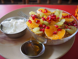 Fruit Muesli with Yogurt, Rishikesh, Uttarakhand, North India, India