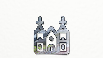 LANDMARK BERLIN CATHEDRAL 3D icon on the wall. 3D illustration. architecture and city