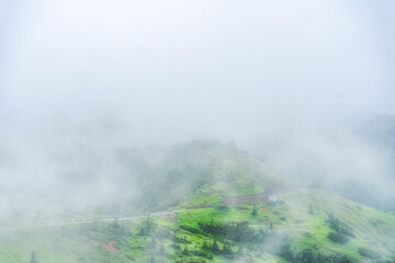 【志賀草津高原道路】霧中の山岳風景