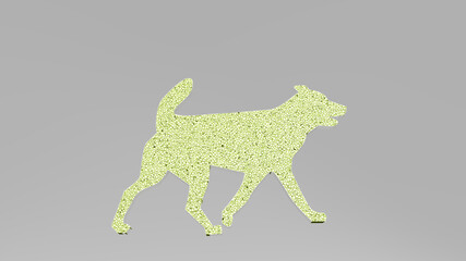 DOMESTIC ANIMAL CATTLE from a perspective on the wall. A thick sculpture made of metallic materials of 3D rendering. background and cute