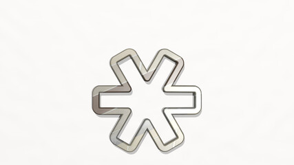 keyboard asterisk 3D icon on the wall. 3D illustration. computer and business