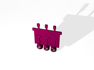 BAR 3D icon over cubic letters. 3D illustration. background and alcohol
