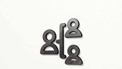 human resources hierarchy 3D icon on the wall. 3D illustration. background and concept