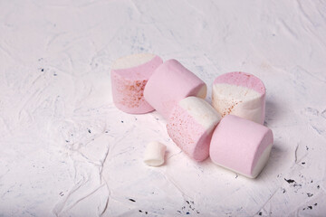 a bunch of marshmallows on a white background, soft candies with natural juice