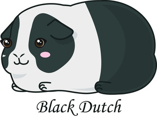 Guinea pig cartoon cavia cute black dutch