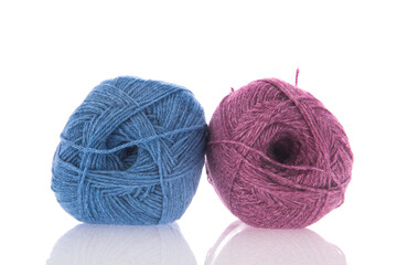 Blue and pink wool