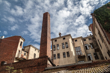 Fototapeta premium Typical Petersburg courtyard with brick tube