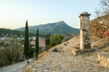 Panorama of the old village of the city of La garde, in Var department, in provence alpes cote...