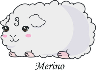 Guinea pig cartoon cavia cute merino white