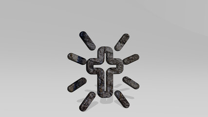 religion cross 3D icon standing on the floor. 3D illustration. church and architecture