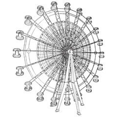 Carousel With Compass Vector. Illustration Isolated On White Background. A Vector Illustration Of Carousel Structure Background.