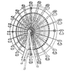 Carousel With Compass Vector. Illustration Isolated On White Background. A Vector Illustration Of Carousel Structure Background.