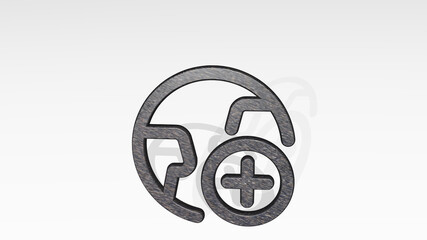 earth add 3D icon standing on the floor. 3D illustration. background and concept