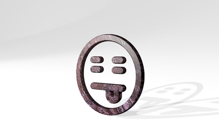 SMILEY TONGUE STICKING 3D icon standing on the floor. 3D illustration. face and emoticon