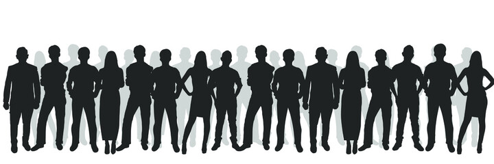 crowd people on silhouette vector