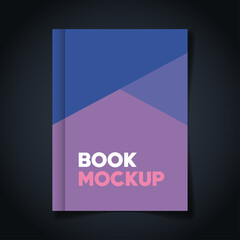 corporate identity branding mockup, mockup with book of cover purple and blue color vector illustration design