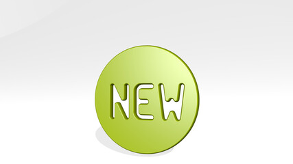 TAG NEW CIRCLE 3D icon casting shadow. 3D illustration. sign and banner