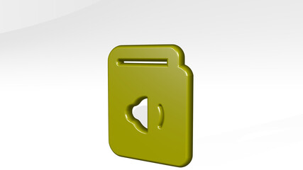Obraz premium book sound 3D icon casting shadow. 3D illustration. background and design