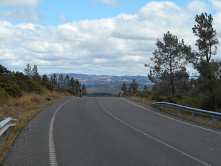 Empty country mountain road on a sunny day. Spain