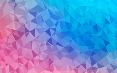 Light Blue, Red vector shining triangular background.