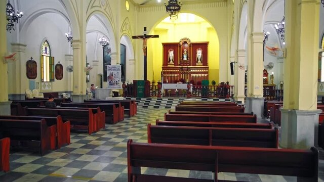 Catholic church almost empty in pandemic