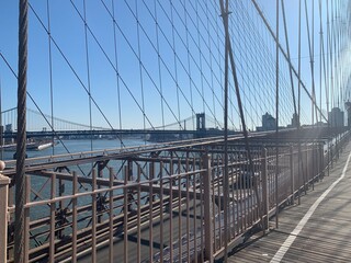 Brooklyn Bridge walkway view of river 