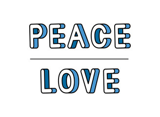 peace love lettering design, typography retro and comic theme Vector illustration