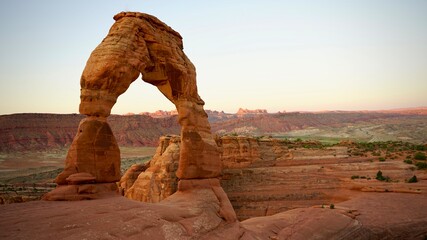Delicate Arch at sunrise in Arches National Park, Utah, United States
