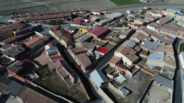 Valladolid. Village of Villalar de los Comuneros. Spain. Aerial Drone Footage