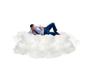 Young male businessman enjoying his time during vacation