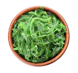 Bowl with tasty seaweed salad on white background © Pixel-Shot