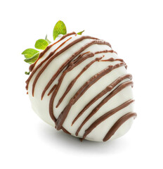 Tasty strawberry dipped in chocolate on white background