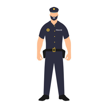 Policía. Seguridad y protección para la ciudad o país. Profesional. Ilustración vectorial estilo plano