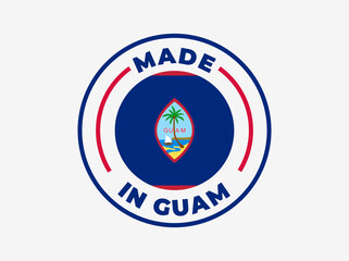 "Made in Guam" vector icon. Illustration with transparency, which can be filled with white, or used against any background. State flag encircled with text and lines.	