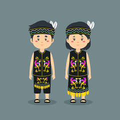 Character Wearing Dayak Traditional Dress