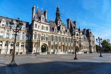 Fototapeta na wymiar Hotel de Ville. City Hall of Paris - France