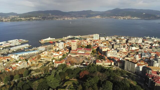 Vigo, city of Pontevedra. Galicia,Spain. Aerial Drone Footage