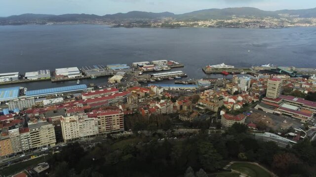 Vigo, city of Pontevedra. Galicia,Spain. Aerial Drone Footage