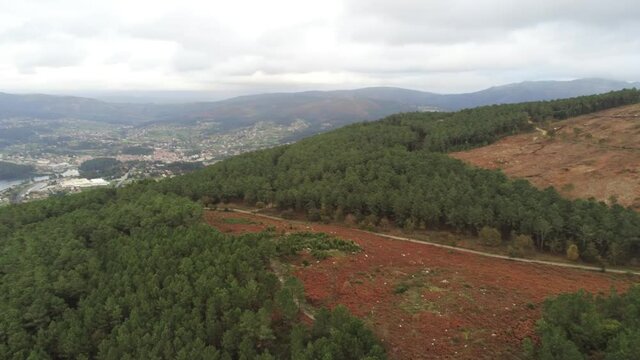 Vigo. Rias Baixas.Beautiful landscape of Ria de Vigo. Pontevedra. Galicia,Spain. Aerial Drone Footage