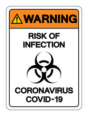 Warning Risk Of Infection Coronavirus Covid-19 Symbol Sign, Vector Illustration, Isolate On White Background Label. EPS10