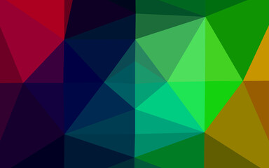 Naklejka na ściany i meble Dark Multicolor, Rainbow vector shining triangular background.