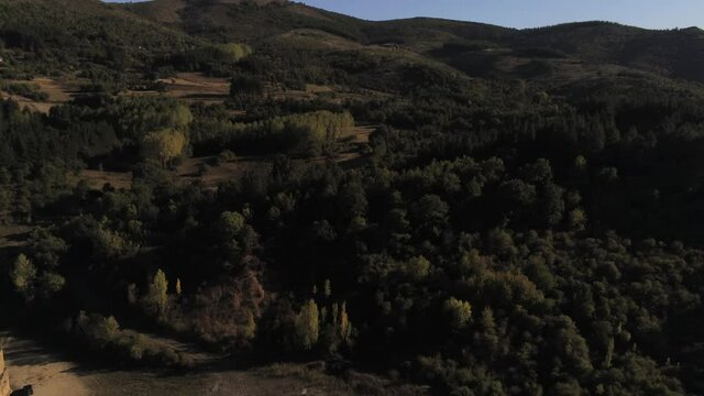 Village of Vega de Espinareda in El Bierzo. Leon,Spain. Aerial Drone Footage