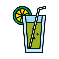 mojito cocktail icon, line and fill style