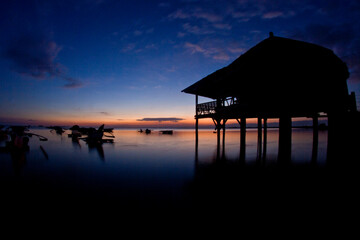 Sunset over a fishing village