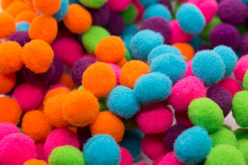 Colorful pompoms background