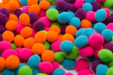 Colorful pompoms background