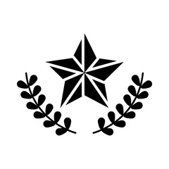 star and wreath leaves icon, silhouette style
