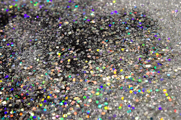 Black and silver glitter and sequins background
