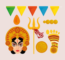 set icons of happy navratri celebration vector illustration design