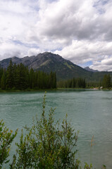 Fototapeta na wymiar Bow River on a Partially Cloudy Afternoon